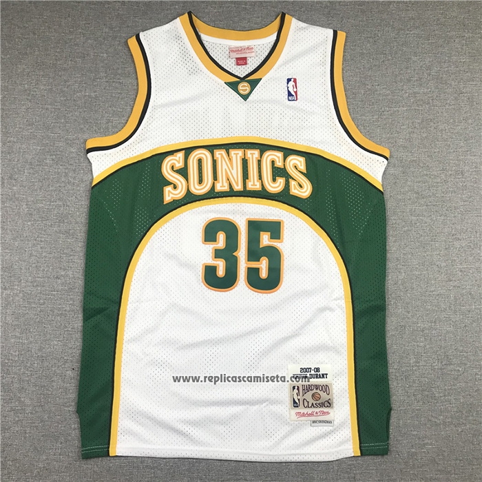 Camiseta Seattle SuperSonics Kevin Durant #35 Mitchell & Ness 2007-08 Blanco